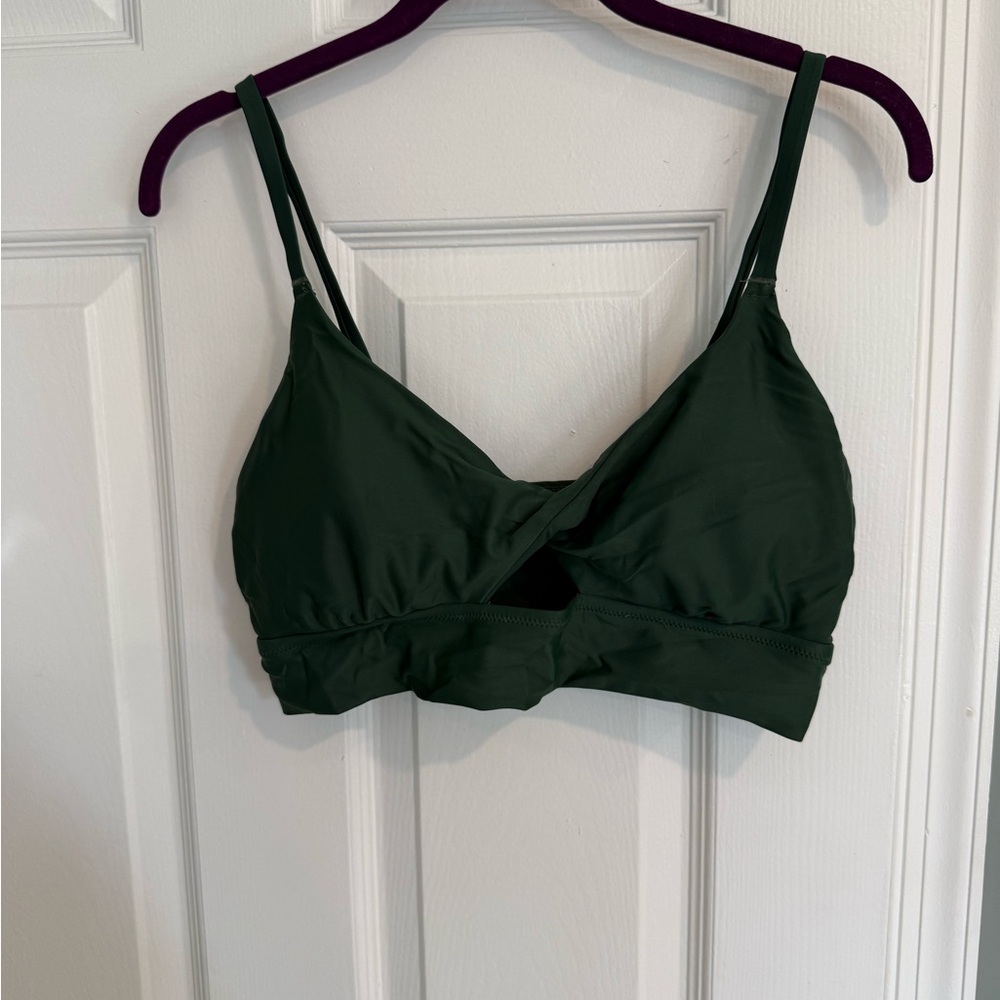 Aerie Forest Green Cross-Front bikini top